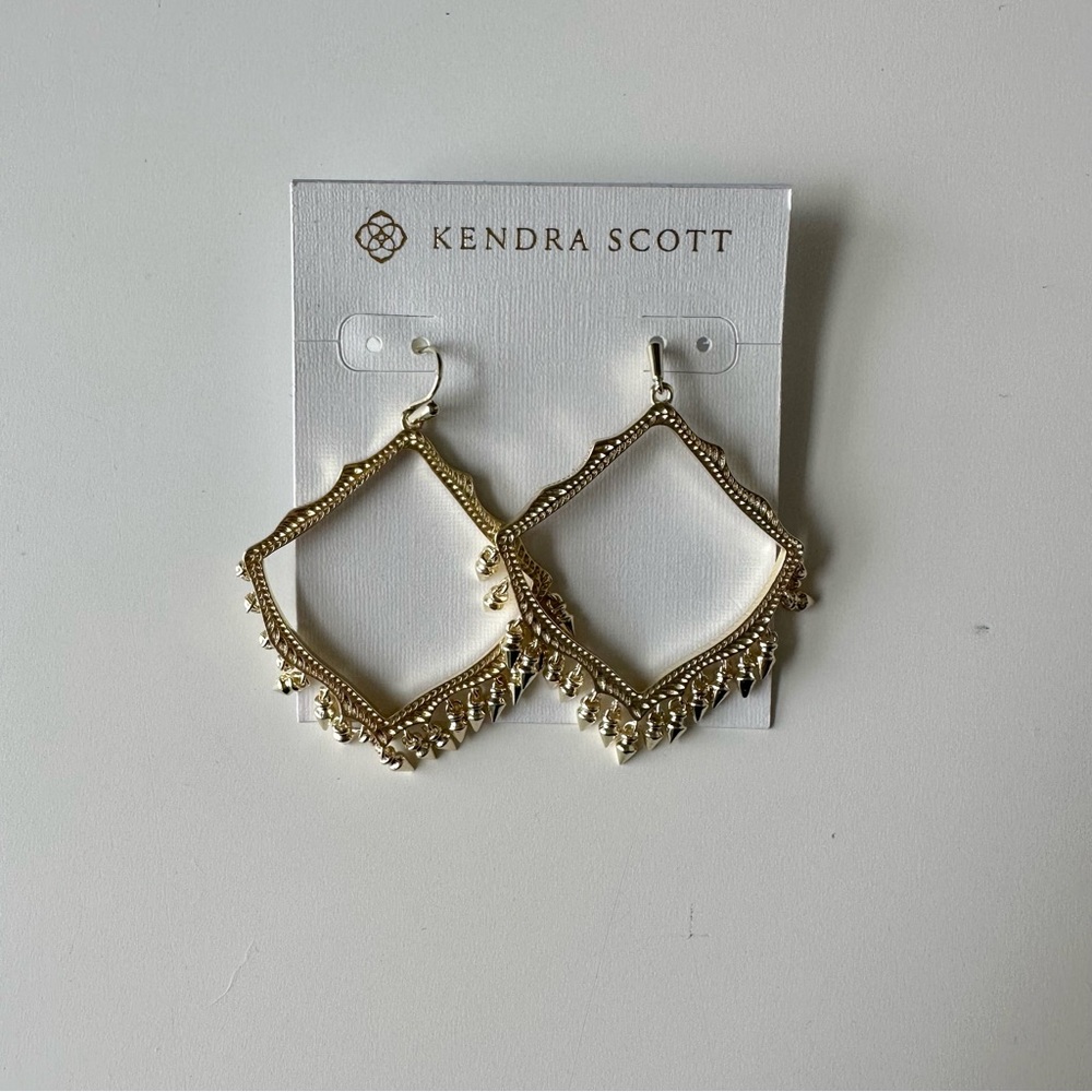 Kendra Scott Lacy Fringe Gold Earrings NEW